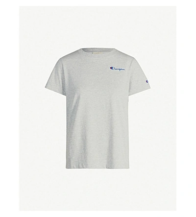 Shop Champion Logo-print Cotton-jersey T-shirt In Grey