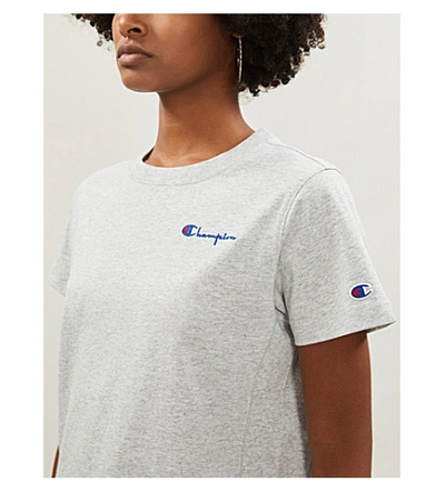 Shop Champion Logo-print Cotton-jersey T-shirt In Grey