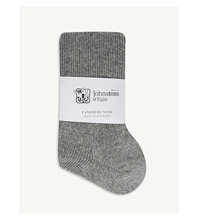Shop Johnstons Ribbed Cashmere Socks In Light Grey