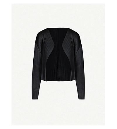 Basics Pleated Knitted Jersey Jacket In Black