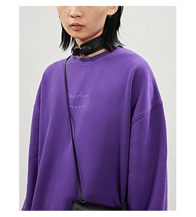 Shop Acne Studios Logo-print Cotton-jersey Sweatshirt In Violet Purple