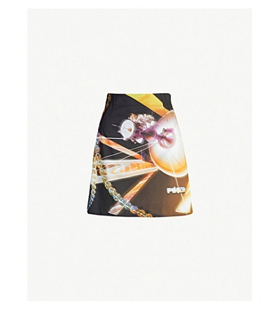 Shop Pinko Ottocento Space-print Woven Mini Skirt In Mult.nero/crystal