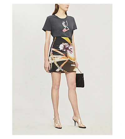 Shop Pinko Ottocento Space-print Woven Mini Skirt In Mult.nero/crystal