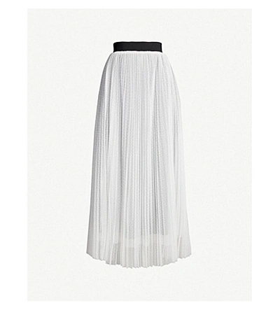 Shop Maje Dot-embroidered Mesh Skirt In Ecru
