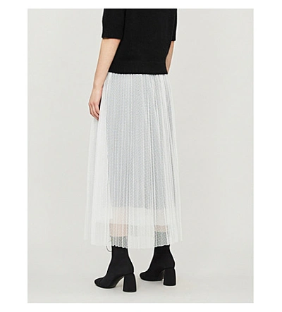 Shop Maje Dot-embroidered Mesh Skirt In Ecru