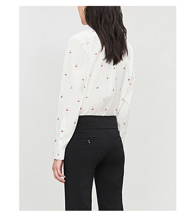 Shop Gucci Pussy-bow Cherry-print Cotton Shirt In Multi