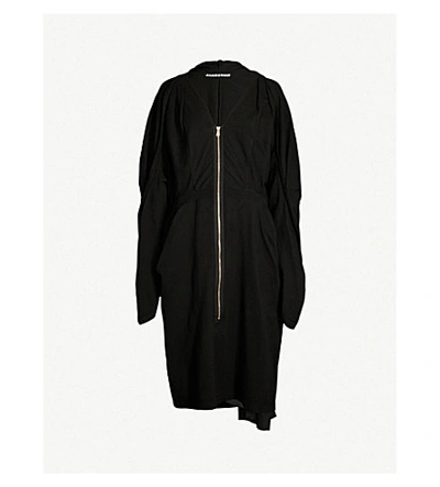 Shop Aganovich Cape Cotton-jersey Dress In Black