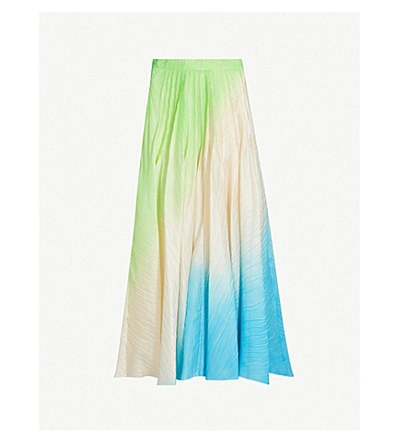 Shop Roksanda Ambra High-waist Ombré Jacquard Midi Skirt In Porcelain