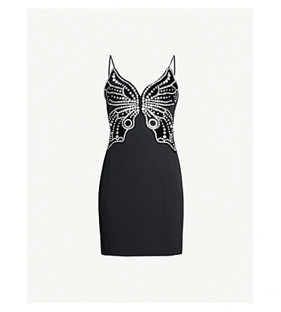 David Koma Butterfly-motif Stretch-crepe Mini Dress In Black/silver