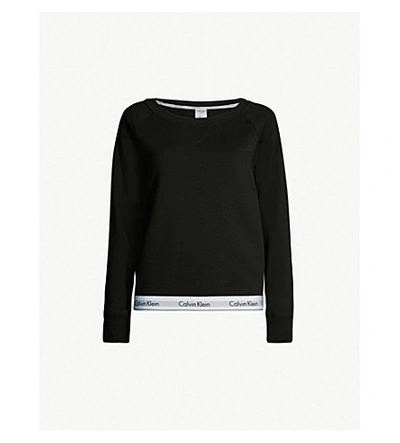 Shop Calvin Klein Women's 001 Black Modern Cotton Cotton-jersey Sweatshirt