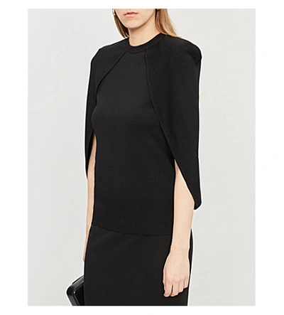 Shop Givenchy Cape-overlay Crepe Top In Black