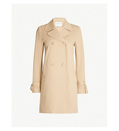 Shop Claudie Pierlot Double-breasted Stretch-cotton Coat In Beige