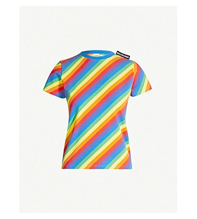 Shop Balenciaga Multi-coloured Cotton-jersey T-shirt In Rainbow
