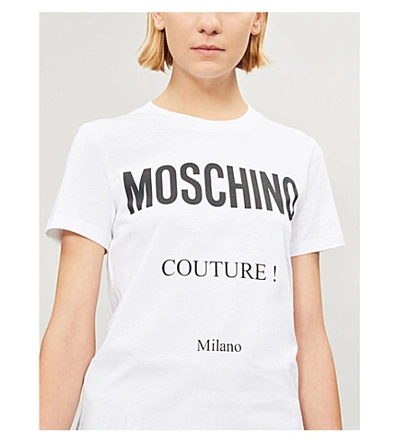 Shop Moschino Couture-print Cotton-jersey T-shirt In White