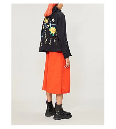 Shop Angel Chen Embroidered Hooded Stretch-woven Jacket In Red