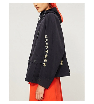 Shop Angel Chen Embroidered Hooded Stretch-woven Jacket In Red