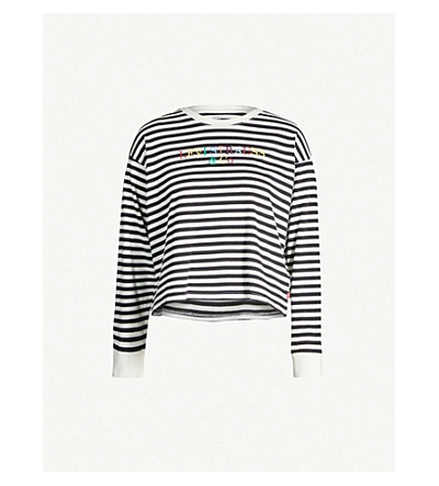 Shop Levi's Logo-embroidered Cotton-jersey T-shirt In Black/white Stripe