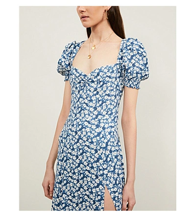 Reformation Lacey Floral-print Crepe Midi Dress in Blue