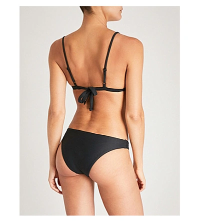 Shop Asceno Textured Triangle Bikini Top In Jet Black