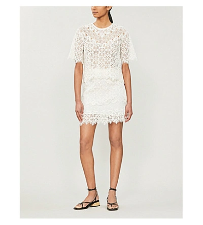 Shop Sandro Eyelash-edge Lace Mini Skirt In Nude