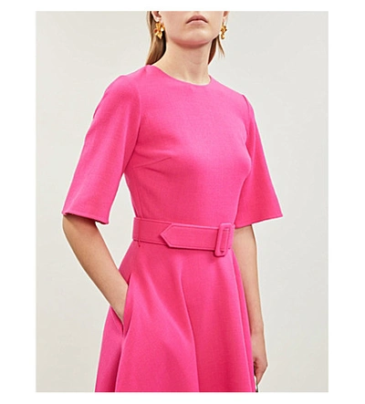 Shop Oscar De La Renta Asymmetric Stretch-wool Mini Dress In Primrose