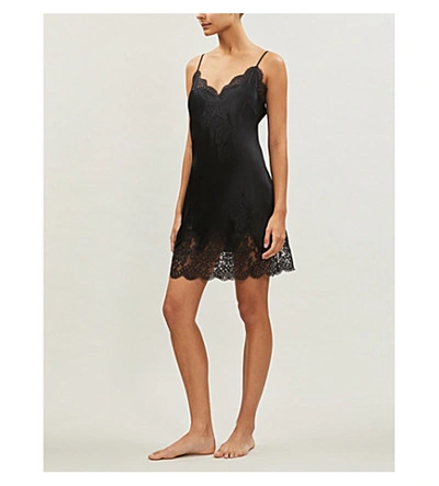 Shop Aubade Soie D'amour Silk-satin Chemise In Noir