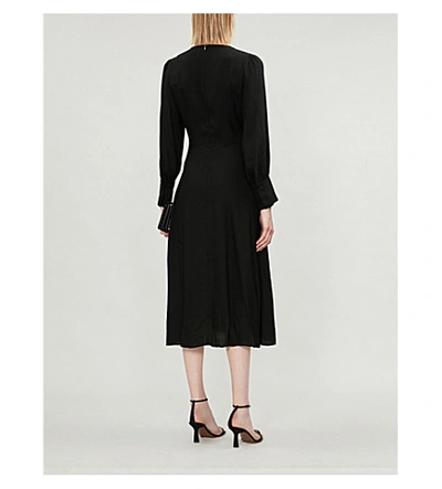 Shop Sandro Wrap-front V-neck Poplin Dress In Black