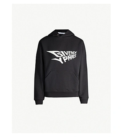 Shop Givenchy Glow-in-the-dark Logo-print Cotton-jersey Hoody In Black