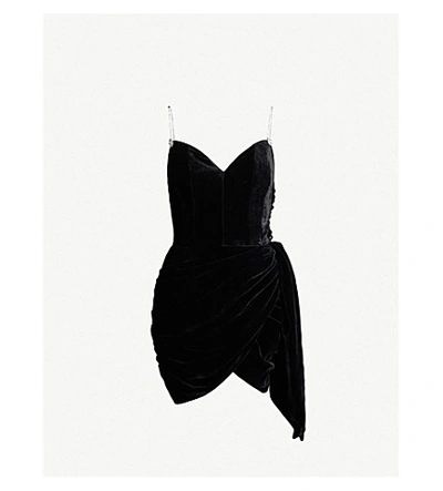 Shop Magda Butrym Crystal-embellished Velvet Mini Dress In Black