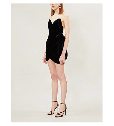 Shop Magda Butrym Crystal-embellished Velvet Mini Dress In Black