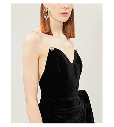 Shop Magda Butrym Crystal-embellished Velvet Mini Dress In Black