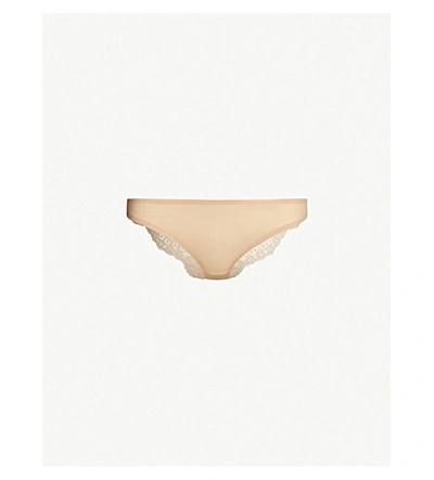 Shop Stella Mccartney Stella Smooth And Lace Stretch-jersey And Lace Briefs In Nude