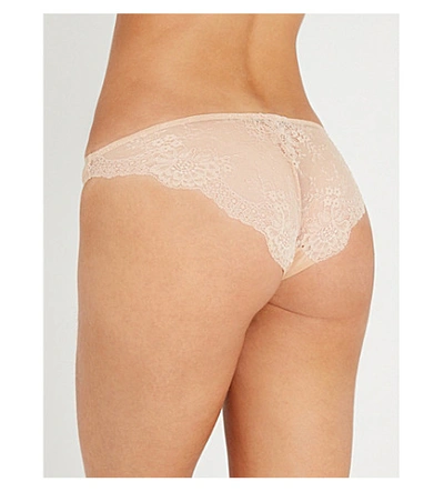 Shop Stella Mccartney Stella Smooth And Lace Stretch-jersey And Lace Briefs In Nude