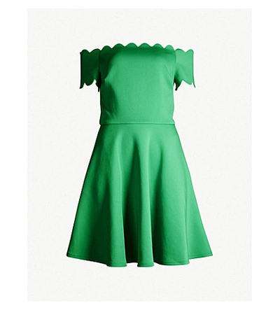 Ted Baker Fellama Bardot Scallop Stretch-jersey Skater Dress In Brt-green |  ModeSens