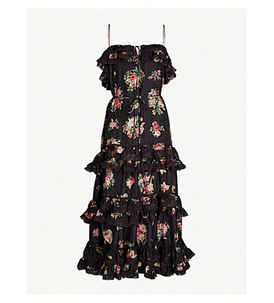 Shop Zimmermann Honour Silk Dress In Black Floral