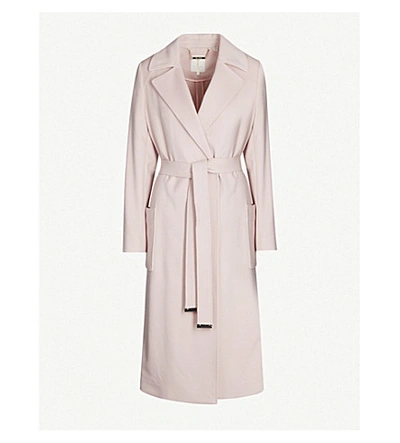 Shop Ted Baker Longline Felt Wrap Coat In Dusky-pink