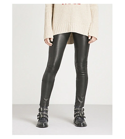 Zadig & Voltaire Pharel Cuir Deluxe Mid-rise Leather Leggings In Noir |  ModeSens