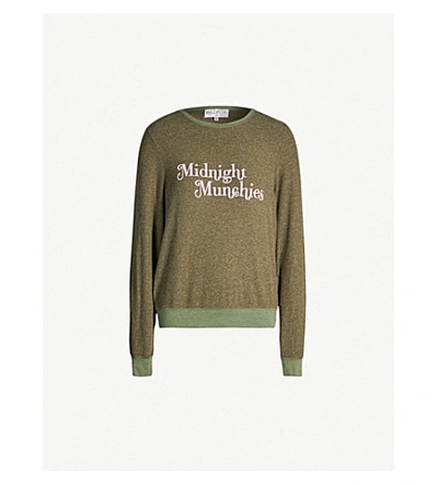 Shop Wildfox ‘midnight Munchies' Print Fleece Sweatshirt In Forest