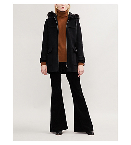 Claudie Pierlot faux fur-trimmed hood coat - Black