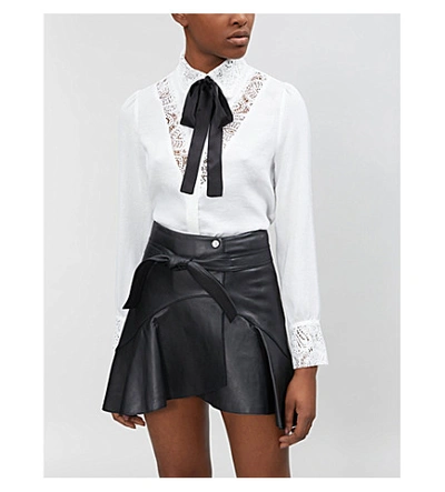 Shop Maje Janaki Ruffled Leather Skirt In Black