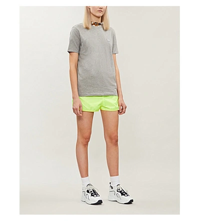 Shop Acne Studios Womens Light Grey Melange Ellison Patch-embroidered Cotton T-shirt L