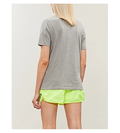 Shop Acne Studios Womens Light Grey Melange Ellison Patch-embroidered Cotton T-shirt L