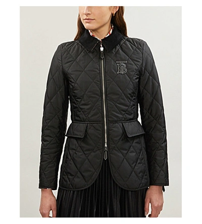 Shop Burberry Ongar Contrast-collar Quilted Shell Jacket In Black