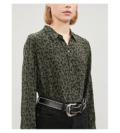 Shop Rails Kate Leopard-print Silk Shirt In Olive Cheetah