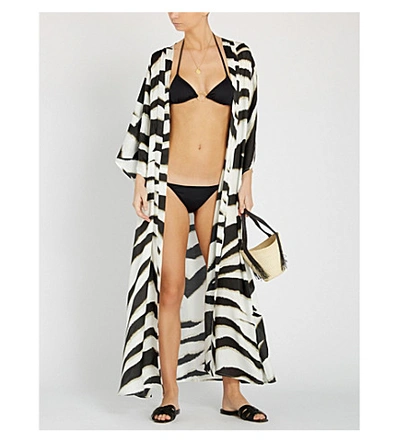 Shop Melissa Odabash Jules Zebra-print Satin Maxi Kaftan