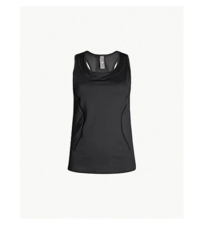 Shop Adidas By Stella Mccartney Essentials Logo-print Stretch-jersey Tank Top In Black