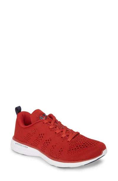 Shop Apl Athletic Propulsion Labs Techloom Pro Knit Running Shoe In Paprika/ Navy/ White