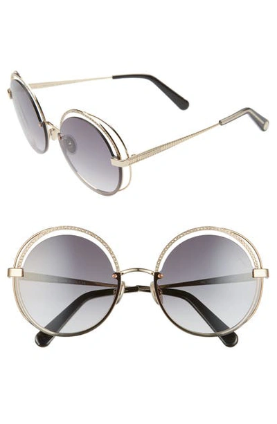 Shop Roberto Cavalli 60mm Crystal Detail Round Sunglasses In Gold/ Gradient Smoke