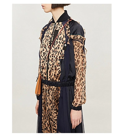 Shop Sacai Leopard-print Chiffon Maxi Dress In Beige