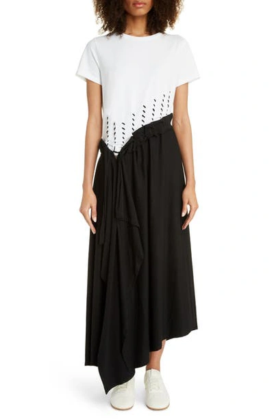 Shop Loewe Asymmetrical Jersey Midi Dress In Ecru